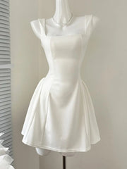 Lunivop Elegant Korean Fashion Summer Evening Party Red U-neck Sling Dress Lady Casual High Waist Sleeveless Strap Mini Dress for Women