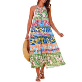Lunivop Asian Print Dr High Waist Svel round Neline Casual Home Wear Polyester Fabric No Brand Registered Trademark