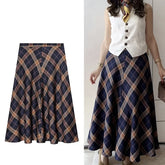 Lunivop Check Printed High Waist Skirt Women's Spring Autumn Long Skirt Casual Hem Ruffles Midi Skirts For Women New 