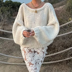 Lunivop Autumn New Arrival Women's Sweater Loose Fitting Full Sleeve Solid Color Back Lace-up Backless Fashion Casual Daily Jumpers