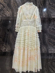 Lunivop Fashion Women Dress Long Sleeve Round Neck Nail Bead Sequin Embroidery Female Summer Party Dresses New Tide