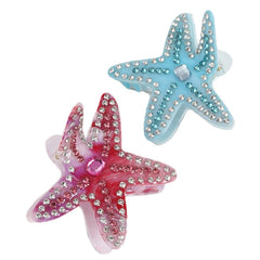 Lunivop New Beach Starfish Hair Claw Luxury Blue Pink Rhinestone High-End Hair Clip Vacation Shark Clip Hairpin for Women Hair Accessory
