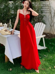 Lunivop Elegant Backless Evening Party Halter Long Sundress Dresses Women Sleeveless Summer Holiday Ruffles Dress Vestidos Popular