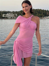 Lunivop Fashion Summer Sexy Mini Dress For Women See-Through Off-Shoulder Lace-Up Patchwork Bodycon Dress Female Solid Dress 