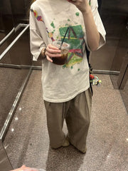 Lunivop T Shirts Women Cartoon Graffiti Printed Loose O Neck Summer 2025 Casual Short Sleeve Y2k Tops Female Fashion Tshirt