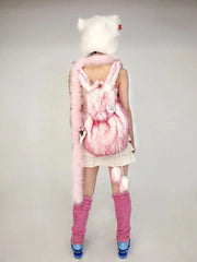 Lunivop Plush Pink Y2k Backpacks Women Hot Girls Fur Soft Large Capacity Backpack Female Retro Harajuku Mochila Aesthetic