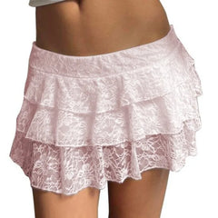 Lunivop Summer Thin All-match Skirt for Women Y2k High Waist A-line Faldas Mujer Sexy Fashion Lace Patchwork White Skirts