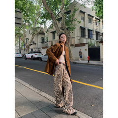 Lunivop Vintage Y2K Leopard Print Jogger Pants 2024 Street Style Pant Women Fashion Casual High Waist Wide Legs Trousers Female Autumn