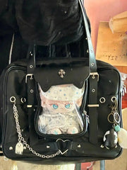 Lunivop Harajuku Black Ita Bags Backpack Women Sweet Cool Transparent Large Capacity Handbag Ladies Japanese Y2k Backpacks Chic