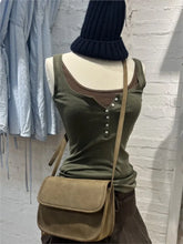 Lunivop Six Buttons Army Green Slim Tank Top Woman Summer Y2KStreetwear U Collar Sleeveless Cotton Vest American Vintage Basic Tops New