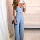 Lunivop Women's Summer New Solid Casual Cross Suspender Jumpsuit Temperament Commuting Woman Fashion Sleeveless Long Jumpsuits