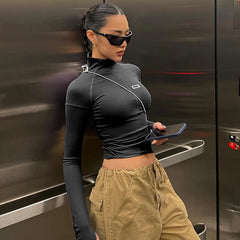 Lunivop Causal Long Sleeve Zipper Slim Fit Shirt Daily Autumn Winter Streetwear Party Basic Fashion Tops Women Wholesale Clothes