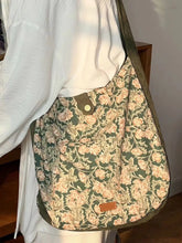Lunivop Fairycore Floral Shoulder Bags Handbag Women Large Capacity Casual Tote Bag Female Versatile Canvas Green Crossbody Bags