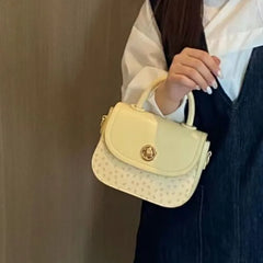 Lunivop Sweet Cute Yellow Handbag Women Floral Patchwork Large Capacity Saddle Bag Ladies Elegant Lightweight Versatile Crossbody Bags
