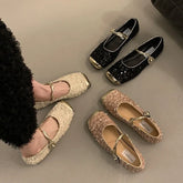 Lunivop Summer New Brand Women Flats Fashion Square Toe Shiny Mary Jane Shoes Soft Casual Ballet Shoes Shallow Slingback Shoes