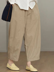 Lunivop Japanese Sle Artistic Pure Cotton Wide Leg Pants Women's Summer Elastic Waist plus Size Slimming Commute Casual Pants