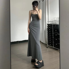 Lunivop Casual Solid Sling Slim Y2k Dress Streetwear Holiday Party Korean Fashion Sexy Spring Summer Women Outfit