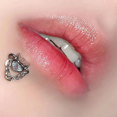 Lunivop 1pc Zircon Love Heart Chain Lip Stud Ins Fashion Silver Color Stainless Steel Lip Labret Piercing Cartilage Earring Body Jewelry