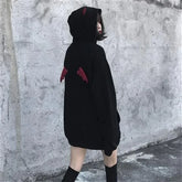 Lunivop Autumn Korean Black Demon Wing Letter Sweatshirts Women Hip Hop High Street Y2k Vintage Hooded Grunge Sudadera Mujer Harajuku