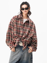 Lunivop Bf Harajuku Plaid Shirts Women Loose Oversize Hip Hop Streetwear Blouse Long Sleeve Vintage American Fall New Female Tops