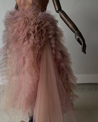 Lunivop Ruffled Marchesa Pink and Purple Ombre Strapless Ankle-length Custom Made Mixed Color Lush Tulle Evening Party Dress