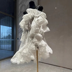 Lunivop Fashion Solid Color Dress Women's Slash Neck Short Sleeve Mesh Casual Dresses 2025 Summer New Tide