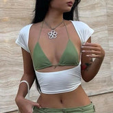 Lunivop Women T-Shirt Vintage Y2k Tops Women Backless Skinny Solid color Short Tank Tops Women's Crop Top Vest Boob Tube Top Reversible