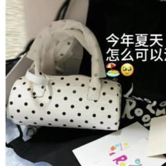 Lunivop Harajuku Wave Point White Y2k Hand Bag Women Retro Versatile Handle Messenger Bag Ladies Retro Cylinder Crossbody Bags