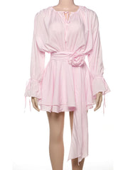 Lunivop Sexy flower pink white mini summer dress women casual birthday dress woman elegant long sleeve evening party dresses vestidos