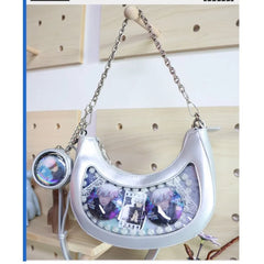 Lunivop Transparent Silver Ita Bag Women Harajuku Aesthetic Half Moon Messenger Bag Ladies Lolita Sweet Cute Crossbody Bags Chic