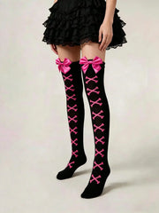 Lunivop 1 Pc Bowknot Y2K Lolita Over-The-Knee Socks Japanese JK Sweet Thigh High Stockings