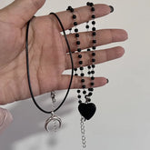 Lunivop Women's Fashion Moon Pendant Necklace Black Female Jewelry Choker Pu Leather Velvet Gift Wedding Girls Gothic Accessories