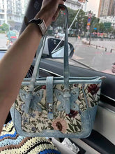 Lunivop Vintage Denim Tote Bag Handbag Women Floral Embroidery Large Capacity Casual Shoulder Bags Female Y2k Underarm Bag Chic