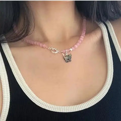 Lunivop Kpop Goth Y2K Heart Bowknot Pendant Choker Necklace Women's Clavicle Chain Fashion Accessory