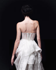 Lunivop Sweetheart White Evening Dress Applique Floral Woman Clothes Asymmetrical Wedding Dresses Lace Bride Gowns Ever Pretty Dresses