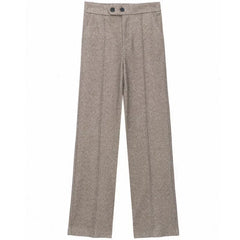 Lunivop Thick Wool Blend Straight Pants Korean style Woolen Wide Leg Pants Womens Winter Casual New High Waist Loose Trousers