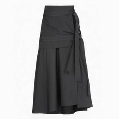 Lunivop Preppy Style Gray Long Skirts Women Japanese Style Harajuku Midi Skirt Vintage Asymmetrical Casual Aesthetic Skirts