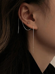 Lunivop New Trendy Simple Silvery Long Chain Tassel Earrings for Women Exquisite Earrings Sweet Elegant Party Jewelry Gifts