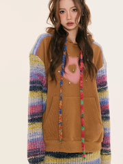 Lunivop Knitted Patchwork Vintage Hoodies Women Streetwear Long Sleeve Harajuku Sweatshirt American Casual Female Design Tops Fall