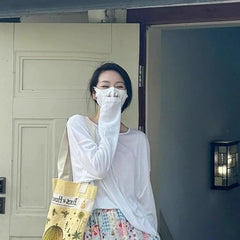 Lunivop Korean Sweet Patchwork Floral A-line Skirt for Women Y2k High Waist Skirts Summer New Loose Mid-length Faldas Mujer