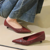 Lunivop Women New Comfortable 3cm Low Heels Leather Pumps Lady Elegant Concise Burgundy Shoes Female Fashion Daily Casual Slip On Shoes