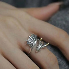 Lunivop Vintage Little Flying Dragon Cuff Finger Rings For Women Men Fashion Open Adjustable Handmade Couple Ring Jewelry