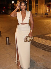 Lunivop Summer Fashion New Women's Elegant and Sexy Solid Color Sexy Dress Sleeveless Irregular Split Street Style Long Dress