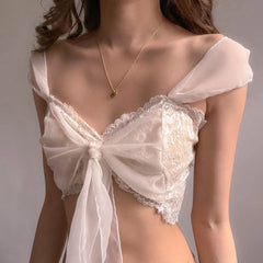 Lunivop Sexy Mesh Perspective Crop Tops Summer Y2K Lace Low cut Slim Strap Top High Street Fashion Nightclub Top Women's Wear