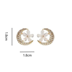 Lunivop Korean Trendy Cute Bling Zircon Moon Flower Earrings for Women Elegant Niche Design Party Jewelry Girlfriend Gifts