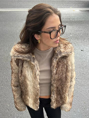 Lunivop Retro Zipper Fluffy Short Faux Fur Coats Women Thickened Warm Turn-down Collar Jackets Lady Autumn Winter Chic High Street Tops