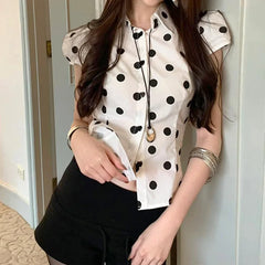 Lunivop Women's Shirt Summer Women Top Female Black White Shirts Office Ladies Blouse OL Clothes Woman Short Sleeve Workwear