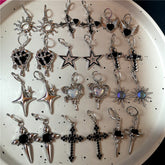Lunivop Kpop Gothic Charm Heart Star Sun Cross Crystal Pendant Earrings For Women Men Vintage Hiphop Punk Grunge Y2K Jewelry Accessories