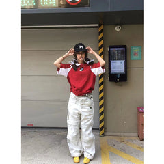 Lunivop Women's White Cargo Jeans Y2k 90s Vintage High Waist Wide Leg Denim Trousers Harajuku Baggy Jean Pants 2000s Trashy Clothes 2024