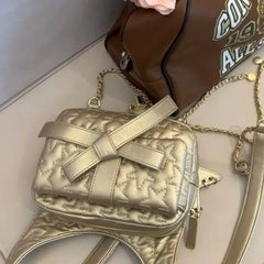 Lunivop Harajuku Silver Y2k Backpacks Women Fairy Core Bow Star Chic Mini Backpack Schoolbag Girls 2025 New Mochila Aesthetic